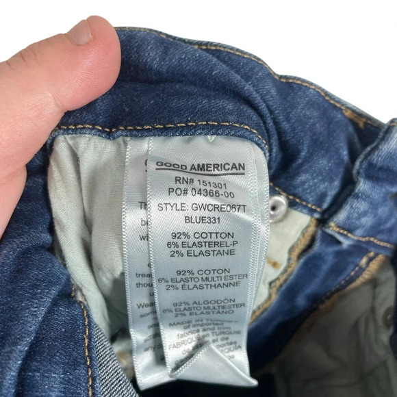 Good American Good Waist Raw Edge Crop Jeans in Blue Size 25 - Picture 12 of 13